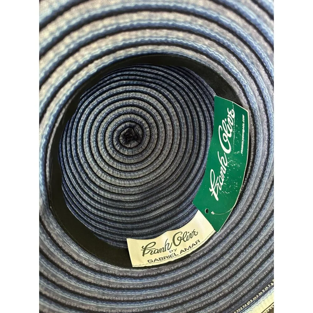 NWT Vintage Frank Olive By Gabriel Amar Blue White Kentucky Derby Picture Hat - Picture 2 of 7